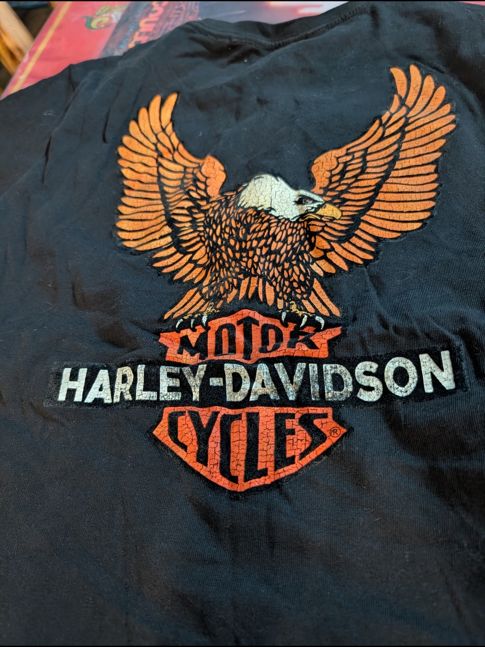 Harley-Davidson Black Tee with Gold Wing Logo - Picture 5 of 5